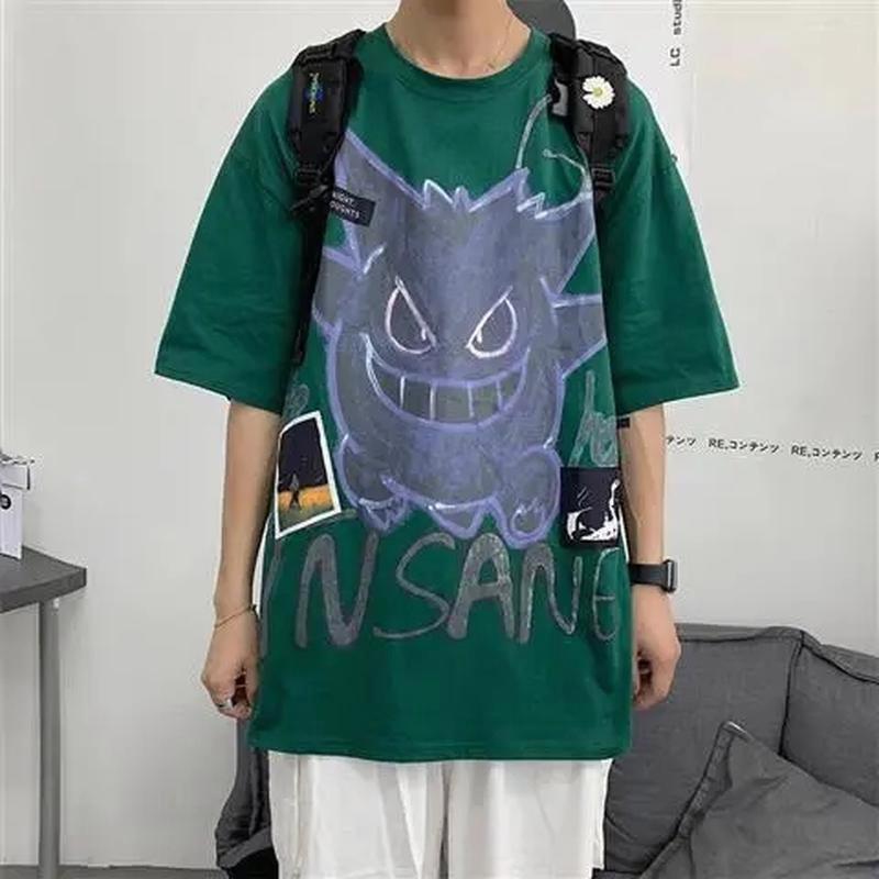 Fashion Oversized T-shirts Bear Print Men T-Shirt Summer Hip Hop Loose Tee High Street Tops Short Sleeve Cotton Clothing