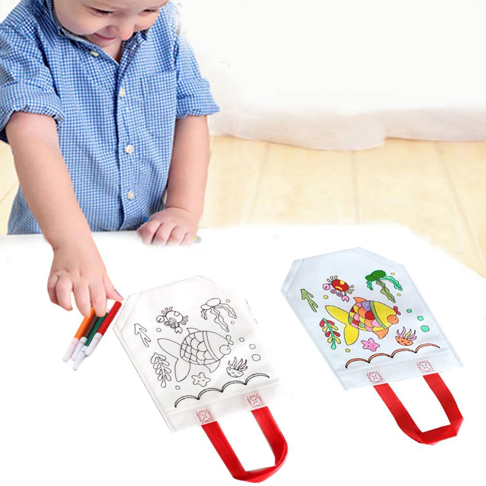 12 шт. сумка-тоут с граффити своими руками, нетканые сумки для продуктов для детей, декоративно-прикладное искусство, цветное наполнение, вечеринка