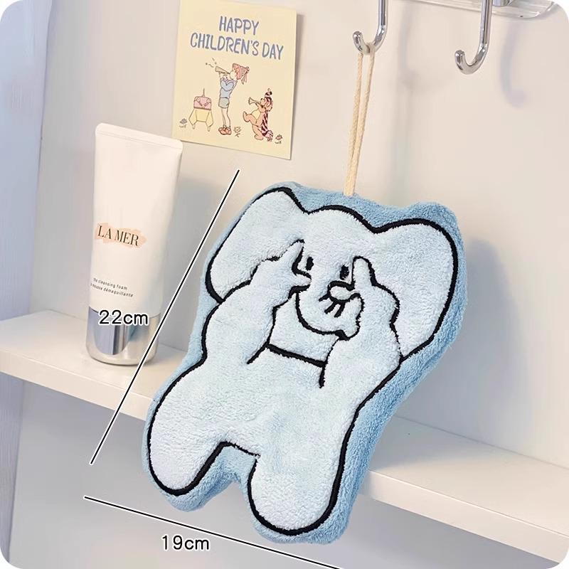 Милое мультяшное полотенце для рук из кораллового флиса - Вышитое, Супервпитывающее, Идеально для кухни, ванной комнаты или детей.