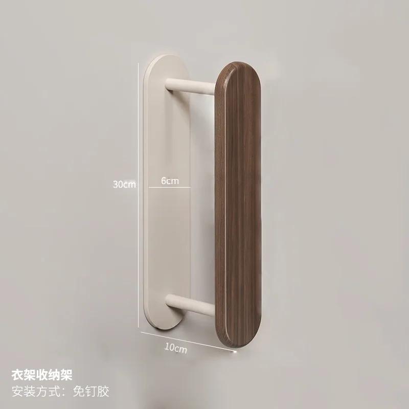 Wall-Mounted Multifunctional Household Organizer Rack, Solid Wood Storage Artifacts, Hole-Free Balcony, Drying Racks