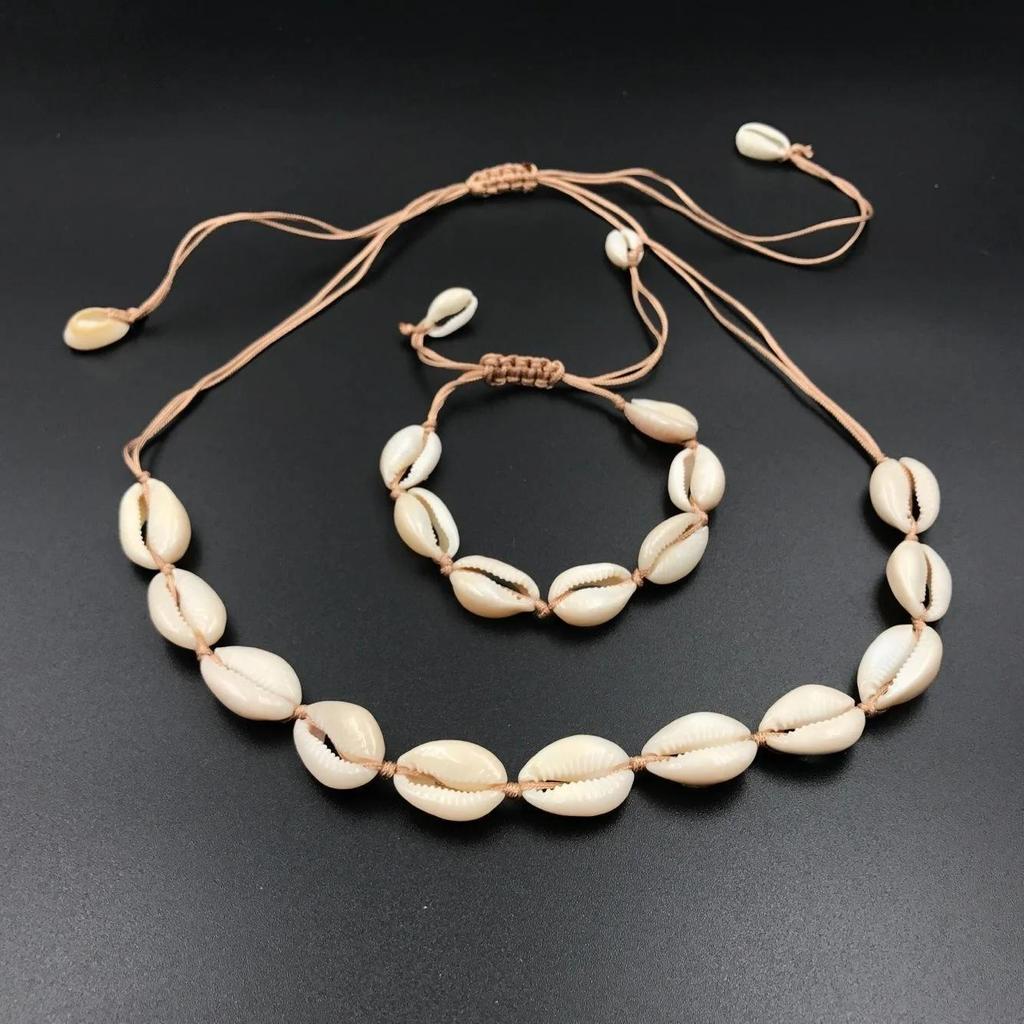 1 шт. Натуральный простой повседневный женский подарок Модный универсальный регулируемый браслет-ракушка из морской веревки, набор ожерелий, ювелирное ожерелье