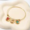 Персонализированный браслет из нержавеющей стали с подвеской-камнем зодиака и гравировкой имени