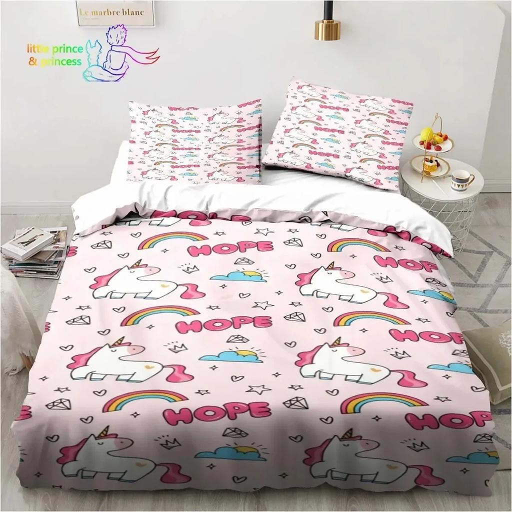 Cute Cartoon Unicorn 3D Print Bedding Set Single Twin Full Queen King Size Bed Set Adult Kid Bedroom Bedding Gift