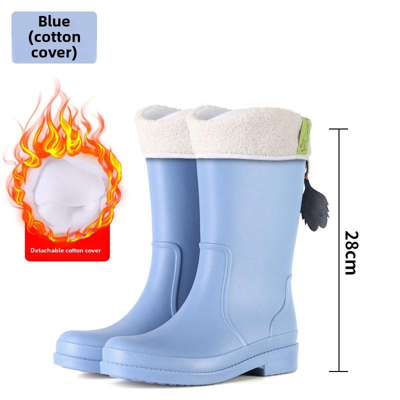 Women's 2025 Thick-Soled High-Top Plus Velvet Waterproof Rain Boots - Fashionable Non-Slip Outdoor Footwear