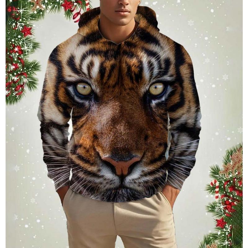 Модные мужские толстовки с капюшоном с 3D-принтом в виде льва в стиле Харадзюку, повседневные толстовки с капюшоном больших размеров, пуловеры, спортивная одежда