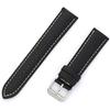 RSINC Ремешок для часов из натуральной кожи - Белая строчка - 22 мм Черный цвет | E JL156588652818