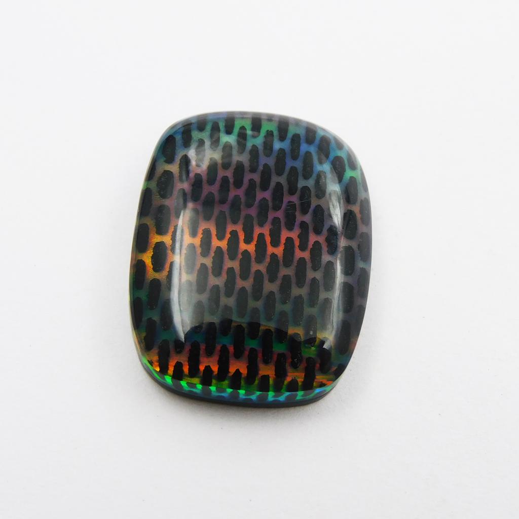 Lab-Created Opal Loose Gemstone Boulder Doublet Cushion Cut 16.40 ct for Jewelry Making and Crafts