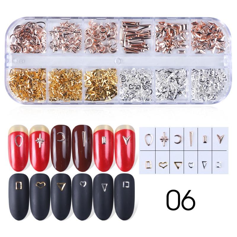 New Manicure Jewelry Rivet Manicure European and American Metal Patch Gold Feather Hollow Steel Ball Diamond Nail Jewelry