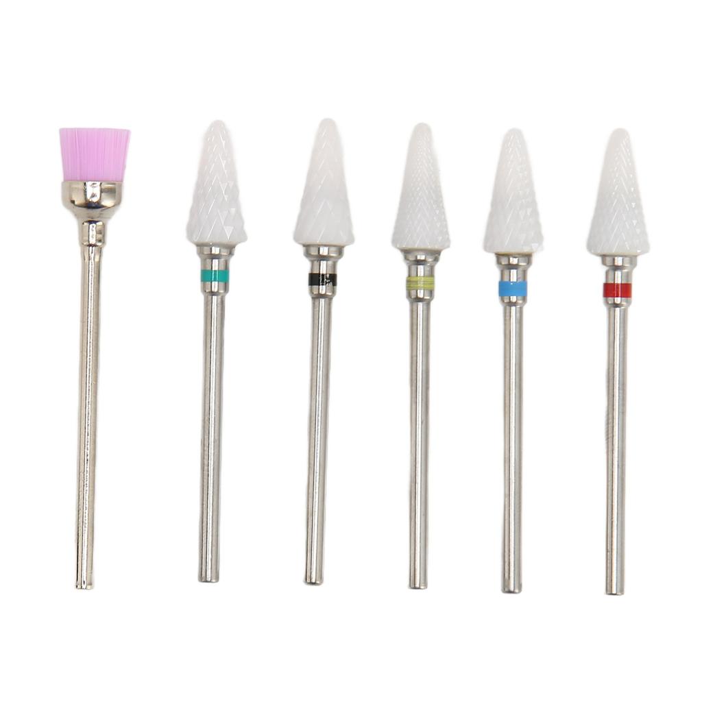 6pcs Nail Drill Bits Set Professional Salon Novice Ceramic Rhinestone Gel Polish Cuticle Remover Bits