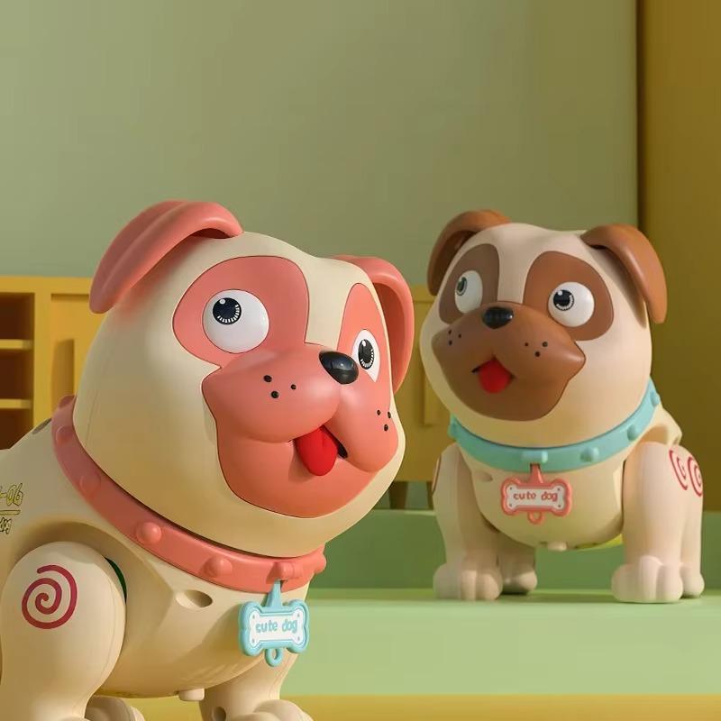 Игрушки для обучения лазанию для малышей 1 шт., детский электрический спрей, пукающий мопс, свет, музыка, имитация домашних животных