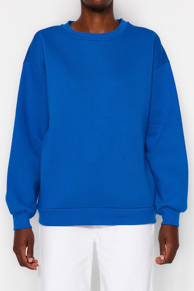 Женская модная стильная толстовка зеленого цвета оверсайз удобного кроя базового кроя с круглым вырезом толстая флисовая вязаная толстовка