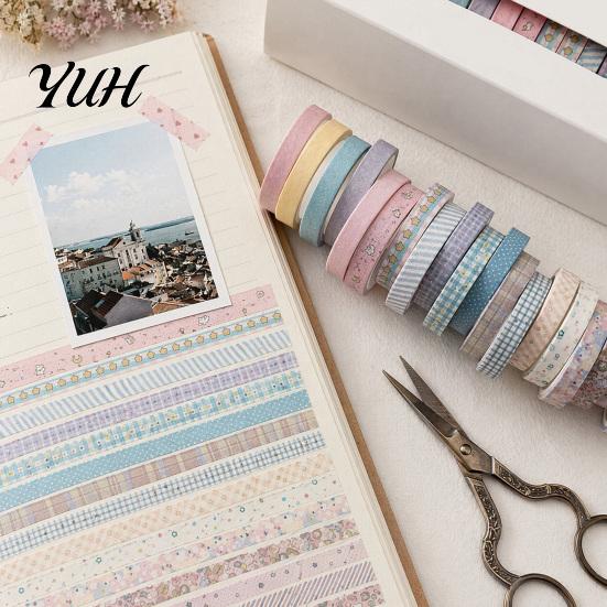 Subtle Border Washi Tape 20 Rolls Vintage Set, Retro Patterns Decorative Masking Tapes Tone for Arts, DIY Crafts, Journals, Planners, Scrapbook, Card