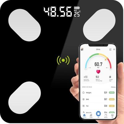 Slim 180Kg Smart Bluetooth Electronic Analytical Bathroom Scale Black