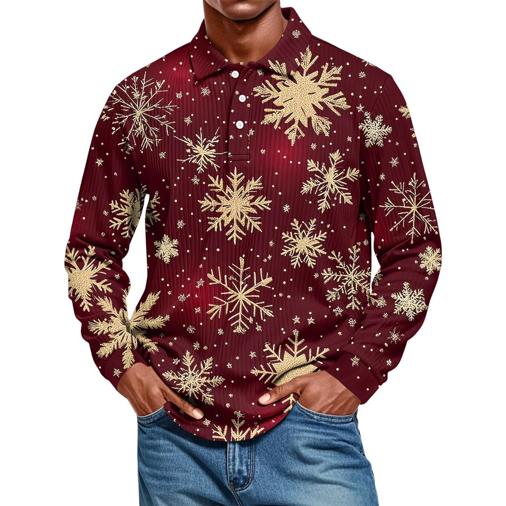 Men's Casual Style Solid Color Loose Shirt Long-sleeved Top