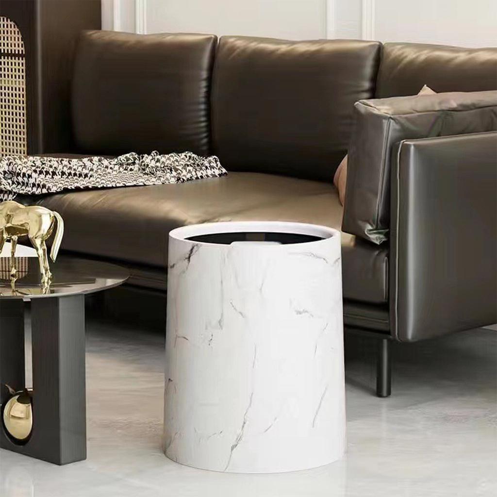 Двухслойный мусорный бак с имитацией М-мрамора - бытовой мусорный бак - большой размер для офиса, гостиной, спальни, ванной комнаты