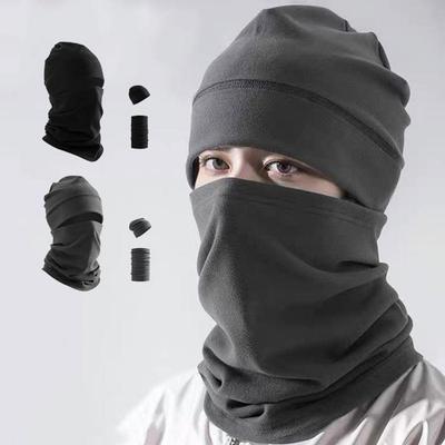 Зимний набор: бархатный флисовый термобафф для шеи и шапка-бини