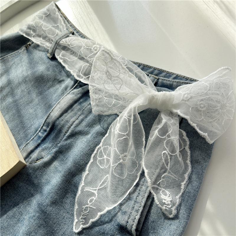 Sweet Lace Waistband for Women Adjustable Long Gauze Ribbon Bow Tie Belt Dress Jeans Accessory for Party Wear