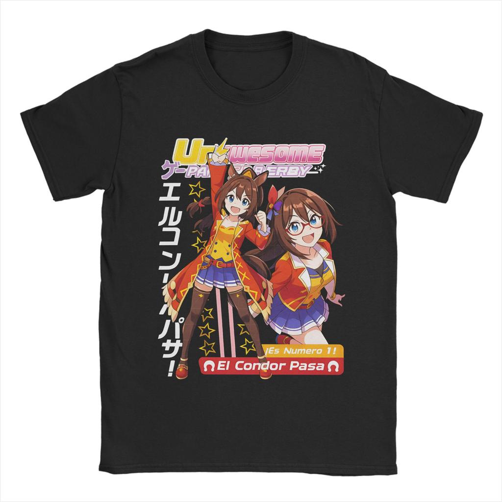 Umamsusme Pretty Derby Anime T-Shirt Men  Vintage Cotton Tee Shirt Crew Neck Short Sleeve T Shirt New Arrival Clothing
