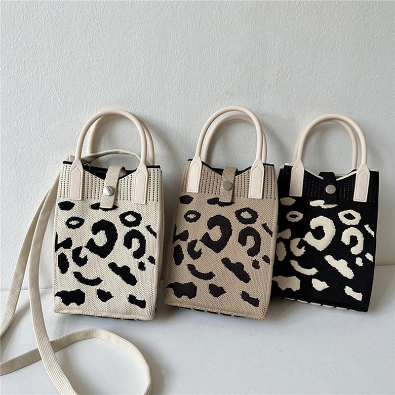 Fashion Vintage Crochet Spot Handbag Summer Knit Square Bag Sling Bag Crossbody Bag