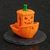 Decorative Ghost Ship 3D Printed Halloween Boat Figurine, Spooky Pumpkin Festive Holiday Decorations Statue for Party Tabletop Home Decor Realistic