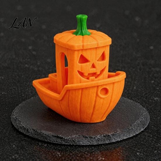 Decorative Ghost Ship 3D Printed Halloween Boat Figurine, Spooky Pumpkin Festive Holiday Decorations Statue for Party Tabletop Home Decor Realistic