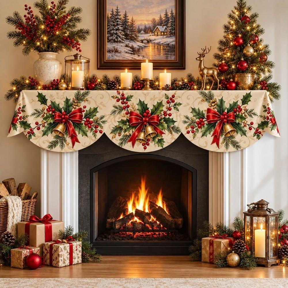 Stain-resistant Christmas Fireplace Mantel Impact-resistant Christmas Table Banner New Year