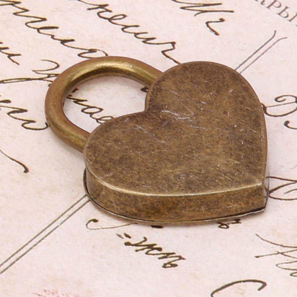 2sets Antique Style Heart Shaped Padlocks Bronze Finish Metal Padlock Set For Craft Supplies