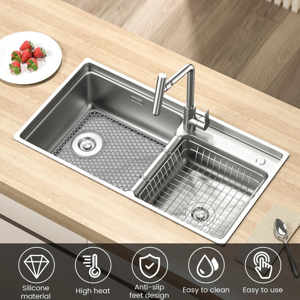 Силиконовые протекторы для раковины Полая подкладка для раковины Нескользящая Теплоизоляция Подкладка для стола Подставка для посуды Защита стола Коврики-сетки для раковины Кухонный инструмент