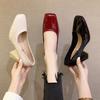 Ladies Summer Footwear High Heels Shoes for Women 2024 On Heeled Pumps Office Red Square Toe Chic Point Popular Elegant Dress 39
