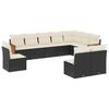 10 Piece Garden Sofa Set with Cushions Black Poly Rattan