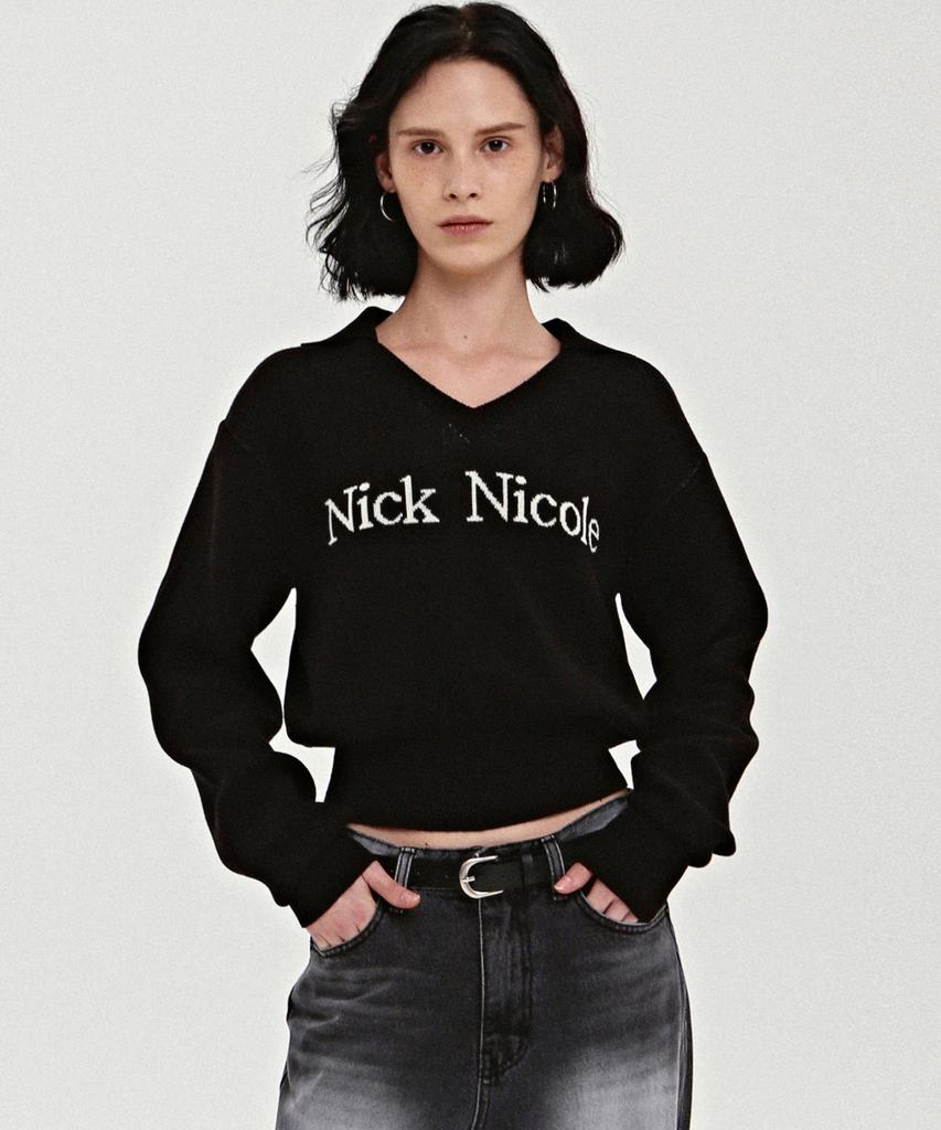 Nigaennikol Nicole Вязаный свитер с воротником Color Block_Черный