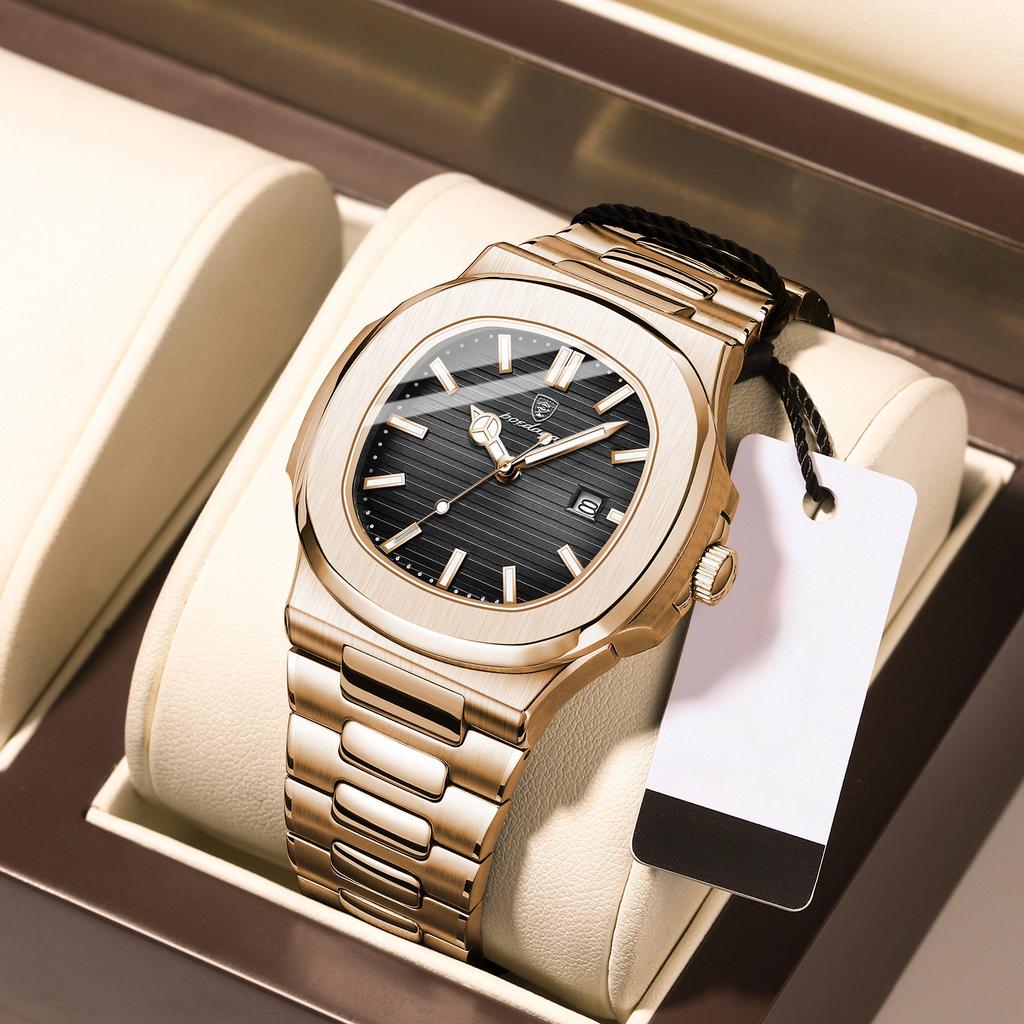 POEDAGAR новые роскошные мужские часы с коробкой, водонепроницаемые ультратонкие мужские кварцевые часы с календарем
