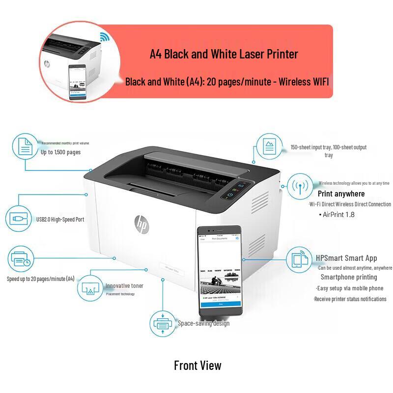 HP Беспроводной лазерный принтер 4-в-1 LaserJet Pro, штекер CN (адаптер в комплекте)