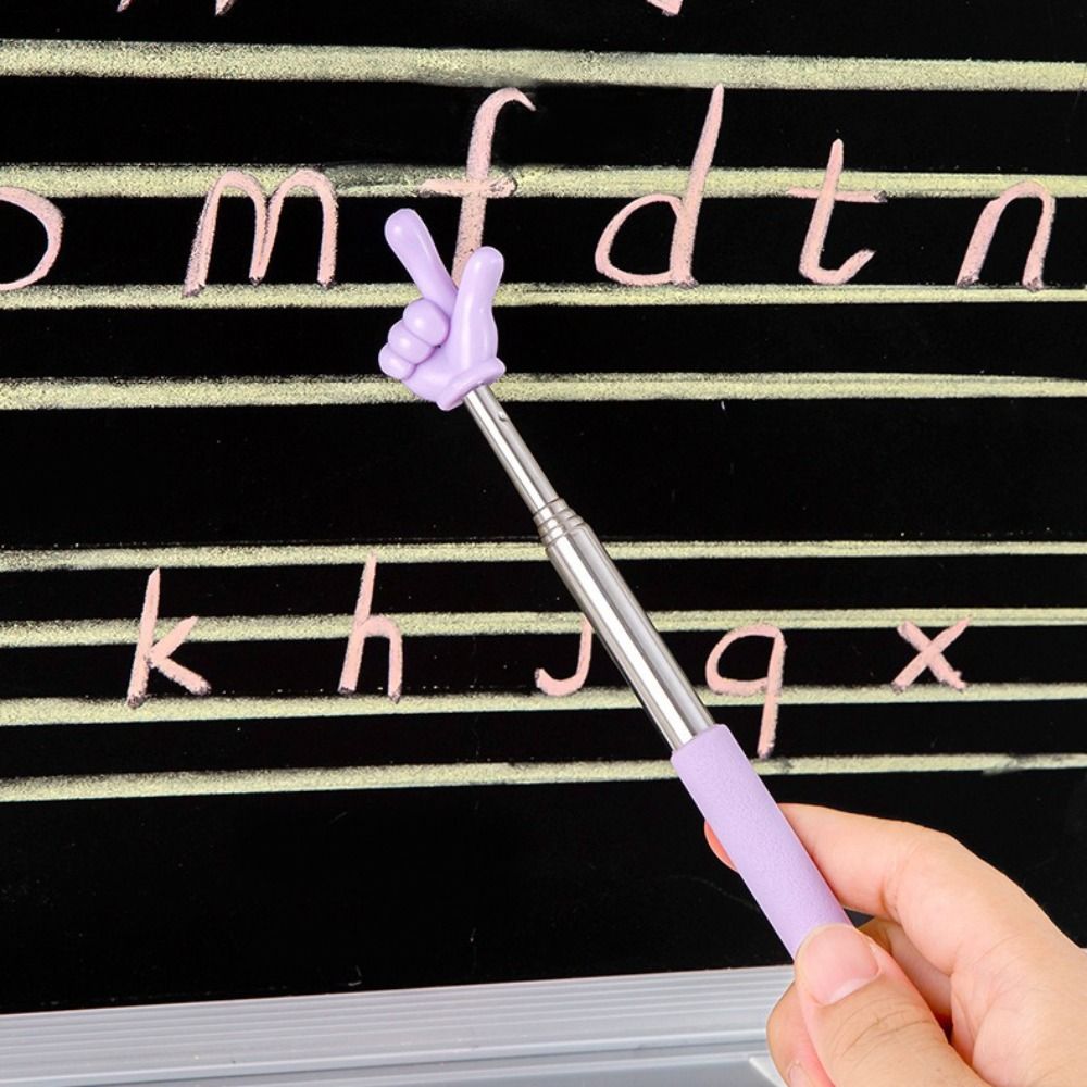 Telescopic Rod Teaching Pointer Finger Design Whiteboard Hand Pointer School Office Supplies