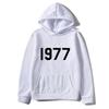 High Street 1977 Flocked Print Unisex Trendy Loose Pullover Hoodie