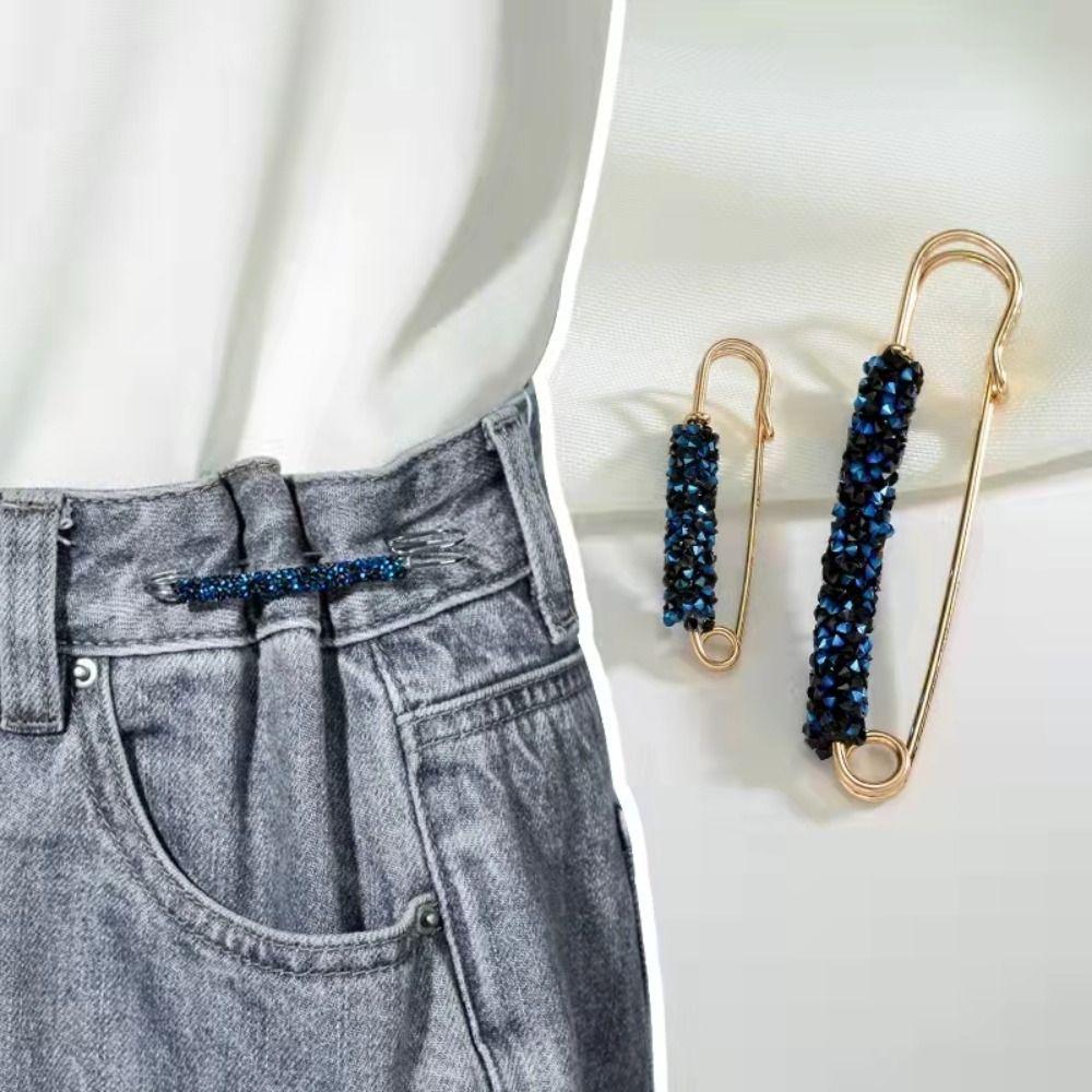 Full Rhinestone For Girls Women Brooch Tightening Waistband Pin Sweater Pants Pin Korean Buckle Pin