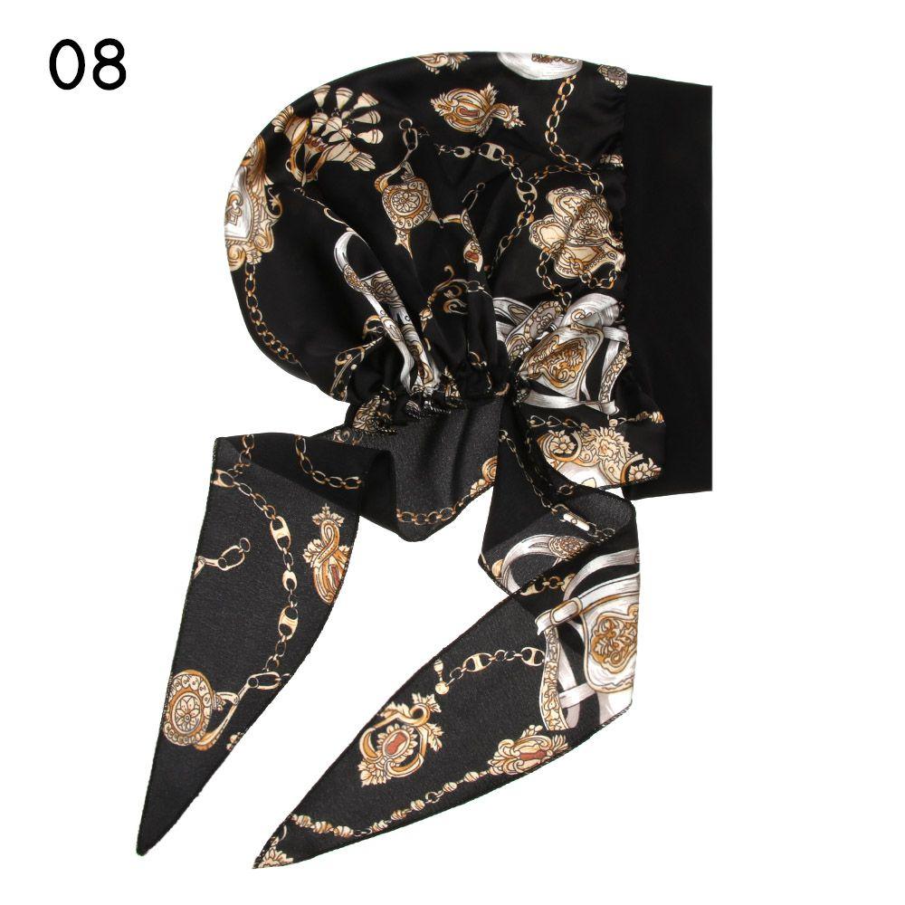 Fashion Elastic Pre-Tied Printed Hair Loss Hat Chemo Pirate Cap Muslim Turban Cancer Head Scarf