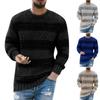 Men's Round Neck Pullover Sweater Striped Long Sleeve Knit Top