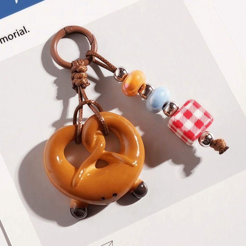 Handmade Phone CCD Hanging Rope Ins Bag Pendant Keyring Cute Simulated Bread Bagel Keychain