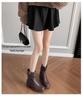 2024 Autumn/Winter Western Retro Women's Pleated Mid-Calf Boots with Thick Heels In Popular Style.