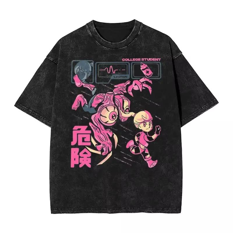 Resident Evil Biohazard 3 Horror Game Washed Graphic Tee Retro Harajuku Print Oversized Short Sleeve Unisex Casual Streetwear Cotton Tops Men Women