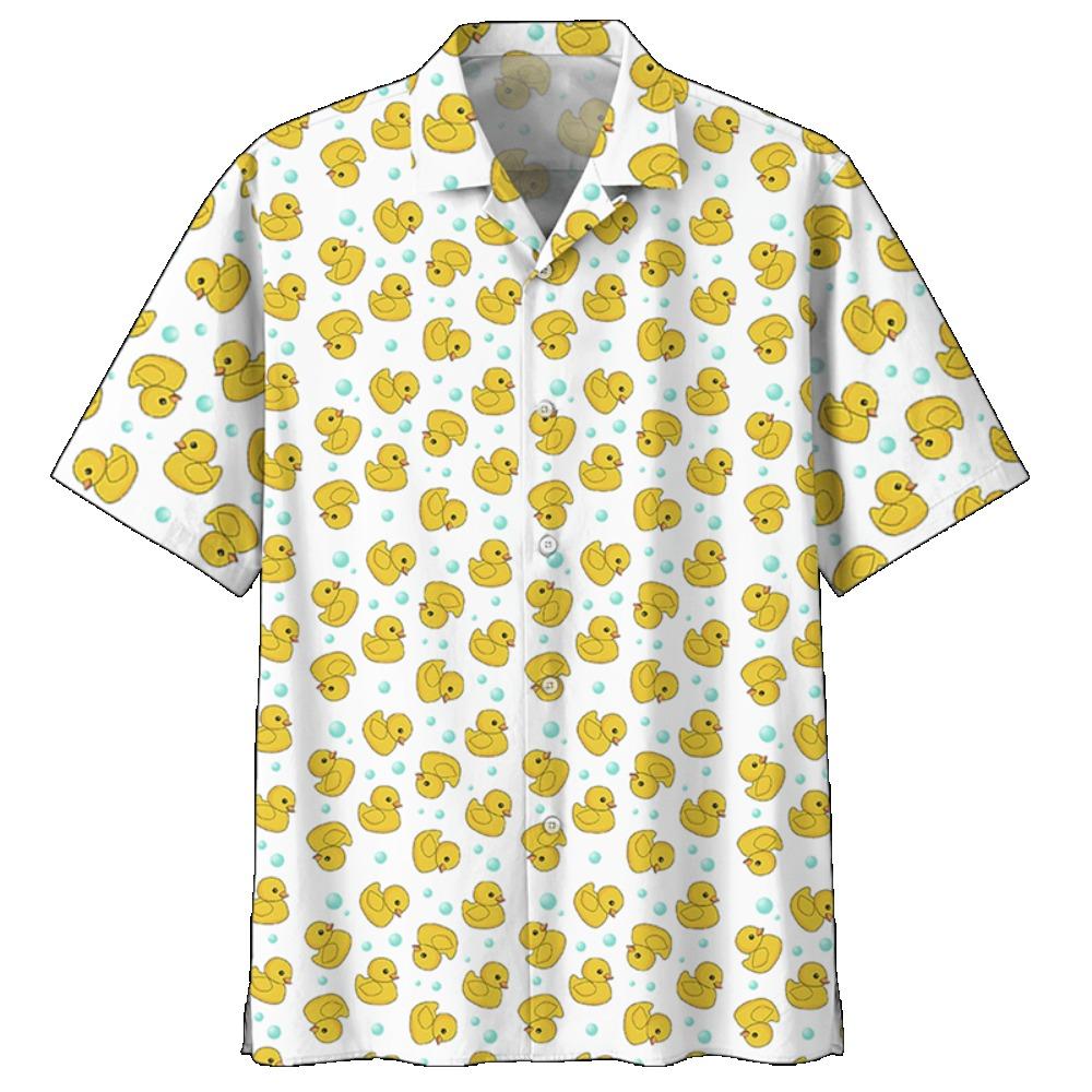 Cartoon Duck Pattern Hawaiian Shirt For Men Summer 3d Printed Animal Shirts Women Street Short Sleeves Lapel Loose Button Blouse