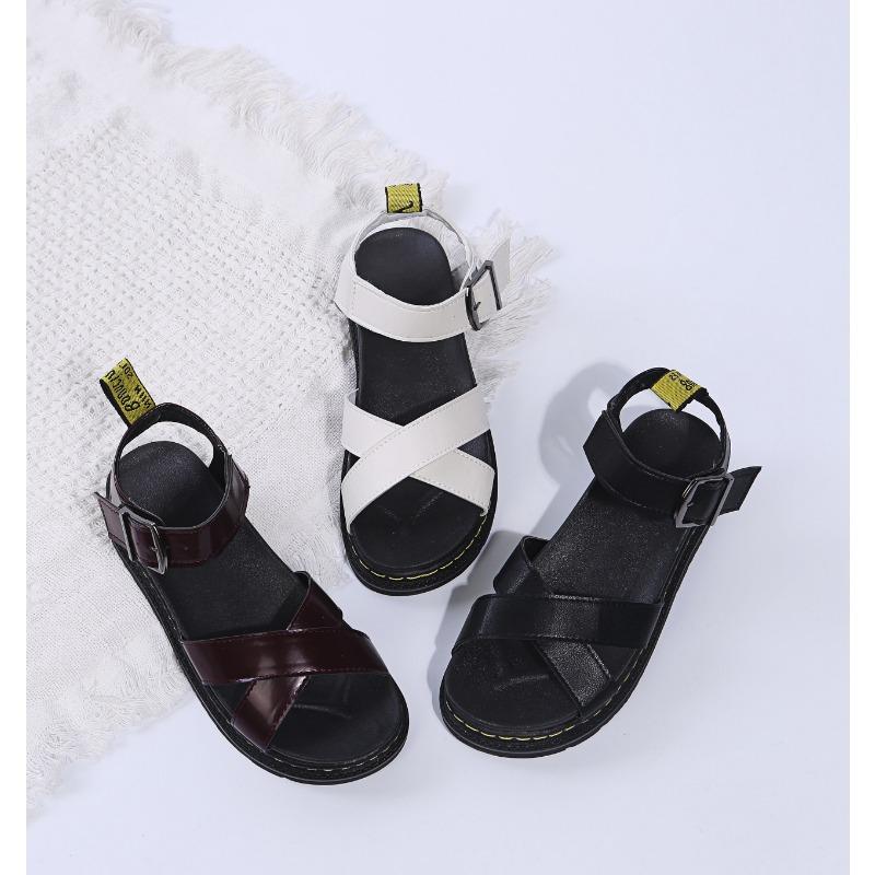 Летние римские сандалии большого размера на толстой подошве с плоской подошвой