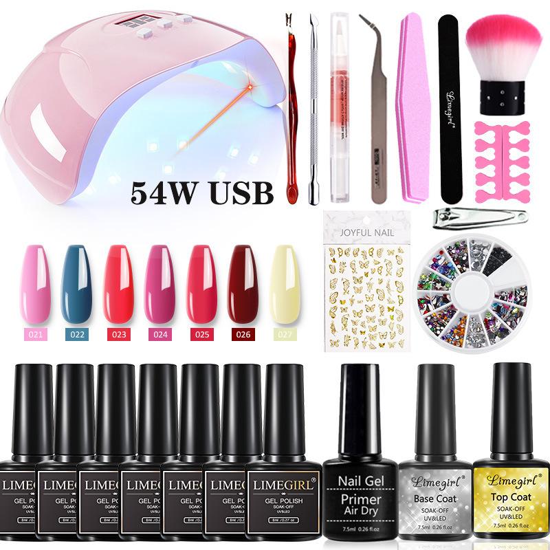 Nail Lamp UV LED Nail Tool Kit Full Set Nail Dryer Nail Clipper Set Professional Manicure Tools for Home DIY Beginners Portable