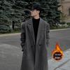 Men's Korean Style Over-the-Knee Woolen Trench Coat - Cotton-Padded and Thickened for Winter