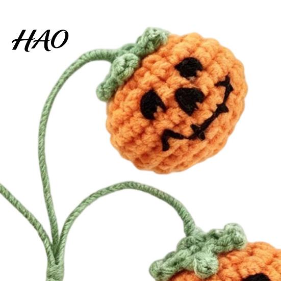 Adorable Crocheted Autumn Decoration Handmade Crochet Pumpkin, Halloween Pumpkin Ornament with Cute Ghost Bat Cozy Knitted Desk Accessory Flowers,