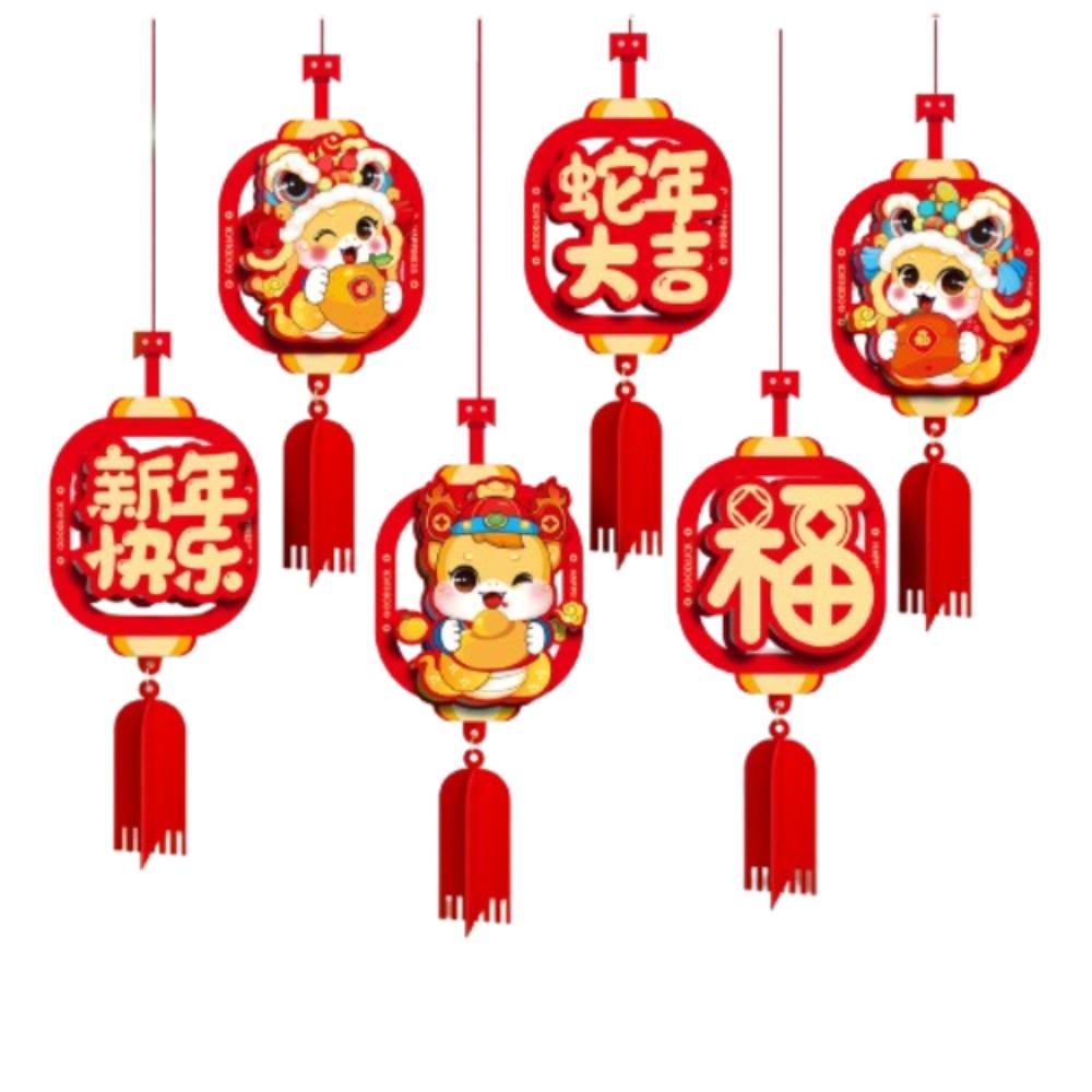 6pcs 3D Chinese Snake Year Pendants Traditional Spring Festival Supplies Home Living Room Decor