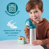 Insulated Water Bottle with Keeps Drinks Hot or Dishwasher Safe Steel Ocean Breeze B.box Children's Straw, 350ml, Cold, One-Push Operation, Top-Rack