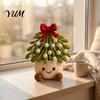 Decorative Yarn Craft for Home Simulated Crochet Christmas Potted Decor, Knitted Mini Artificial Tree Flower Wool Knitting Plants Ornament,