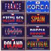 Country Metal Sign Tin Plate, France, Russia, Car, Garage, Club Decoration, Spain, Poland, London, Portugal, Korea Plate, N397